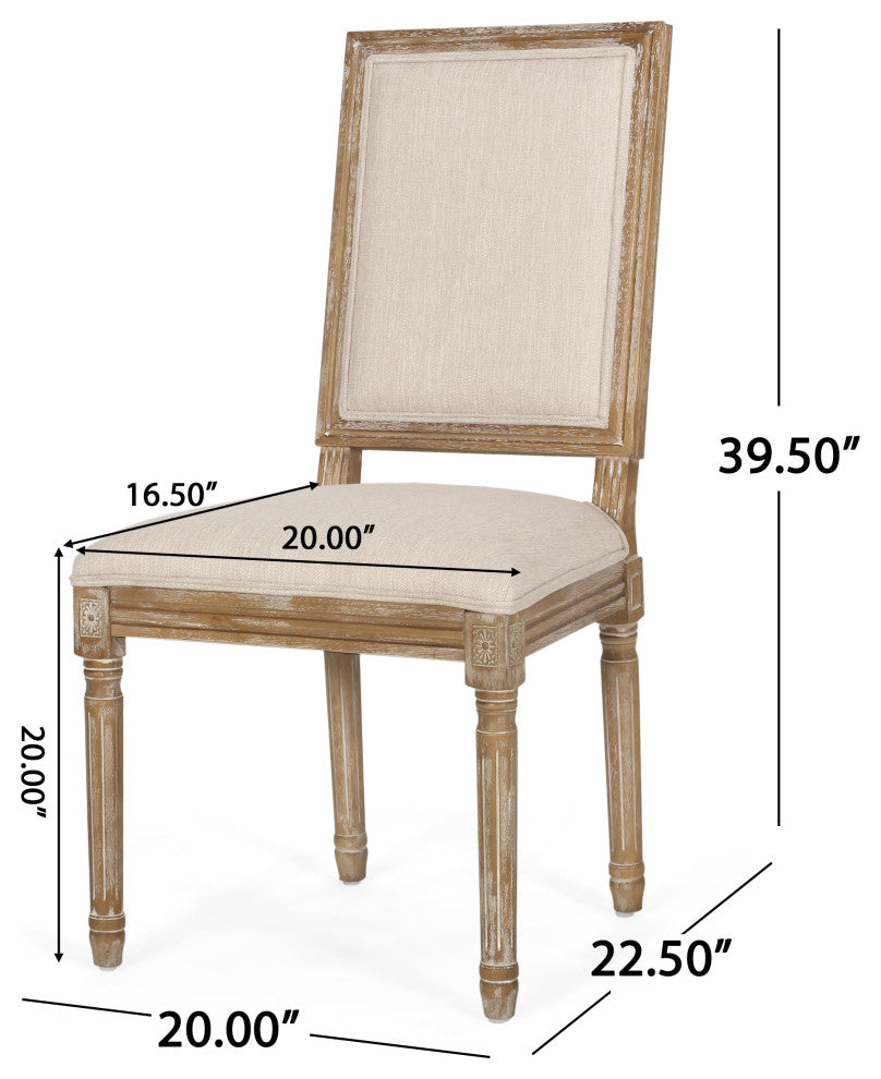 Fernleaf French Country Fabric Upholstered Wood Expandable 7-Piece Dining Set, Natural Brown/Beige