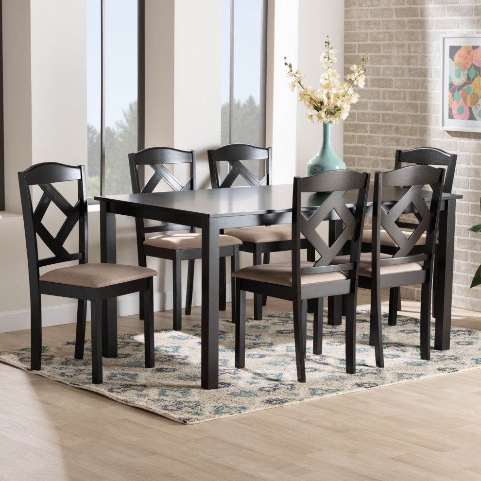 Socorro Modern 7-Piece Dining Set, Sand