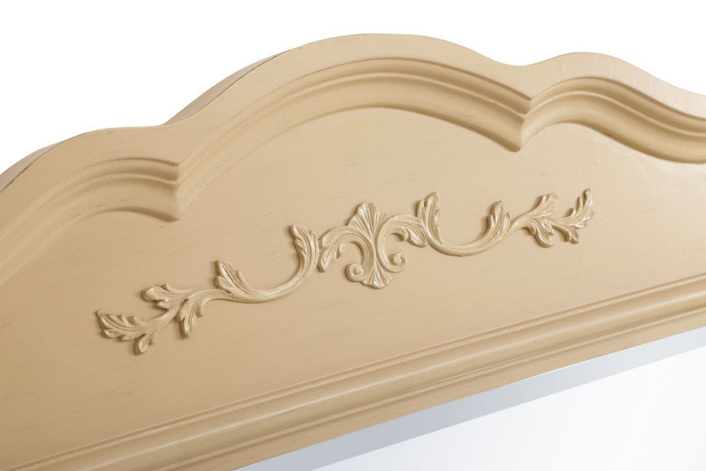 Daisy Wood Frame Mirror, 32"x38", Light Antique Beige