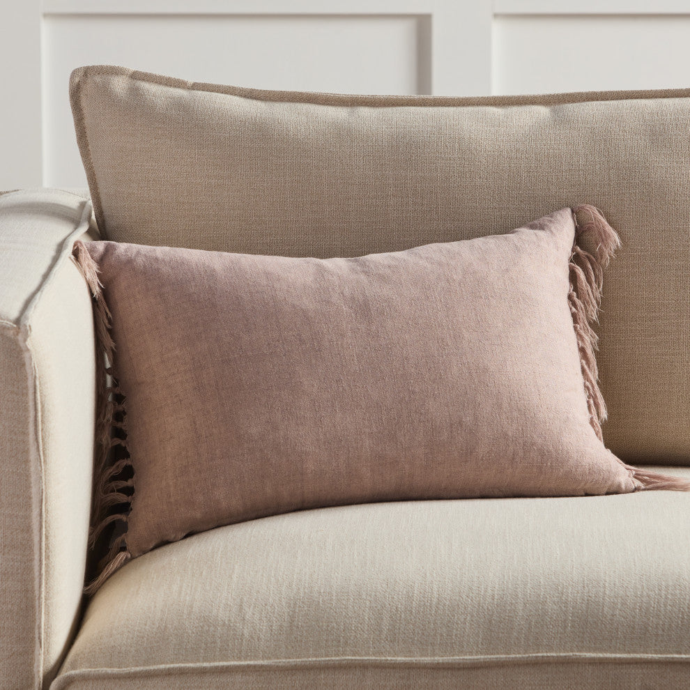 Jaipur Living Majere Solid Blush Poly Fill Pillow 13"X21" Lumbar