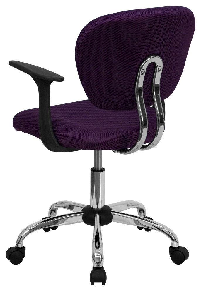 Mid-Back Mesh Task Chair With Arms and Base, Purple
