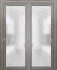 Planum 2102 Interior Closet Bypass Doors 72x96 Ginger Ash Tracks Pulls Hardware