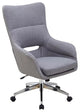 Unique Retro Modern Office Chair, Cushioned Seat With Open High Wingback, Gray