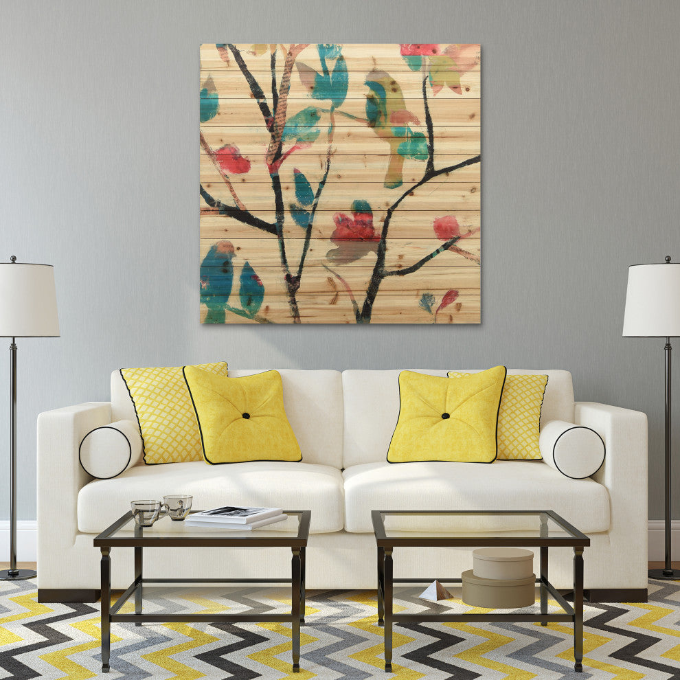 "Woodland Story 2" Wall Art Printed On Solid Fir Wood Planks