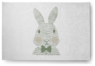 Monochrome Bunny Easter Chenille Rug, Laurel Tree Green, 4'x6'