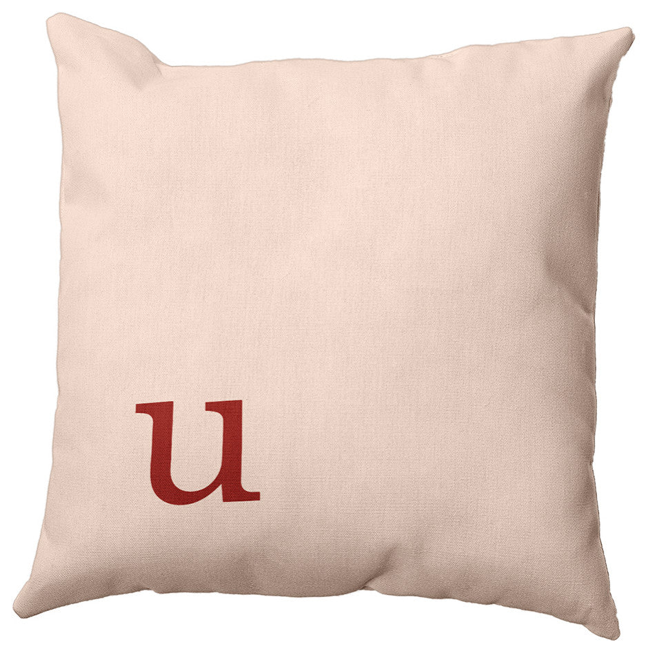 26"x26" Modern Monogram Decorative Throw Pillow, Maple Red