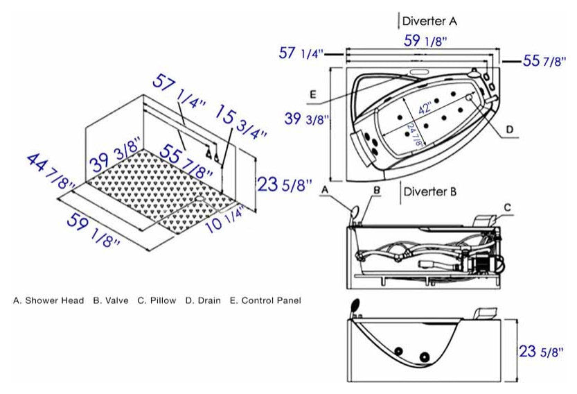 EAGO AM198ETL-R 5 ft Clear Rounded Right Corner Acrylic Whirlpool Bathtub