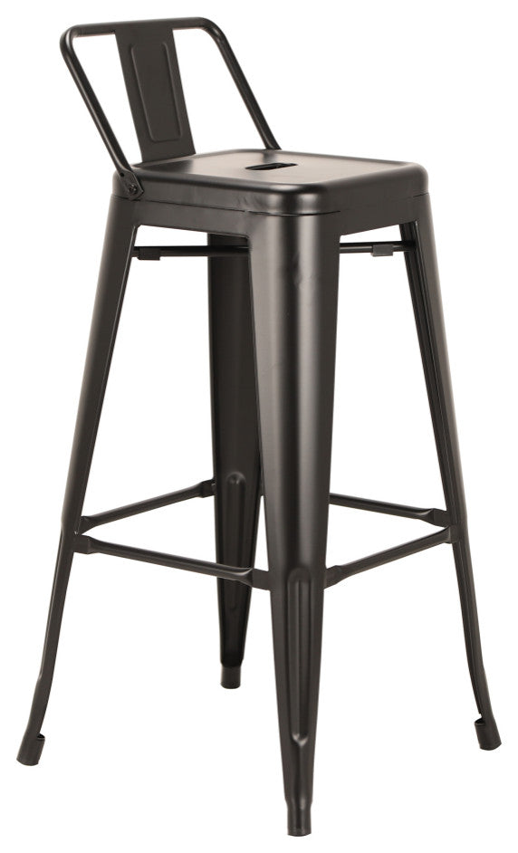 Metal Bar Stool with Backrest 26" height, Set of 4, Black