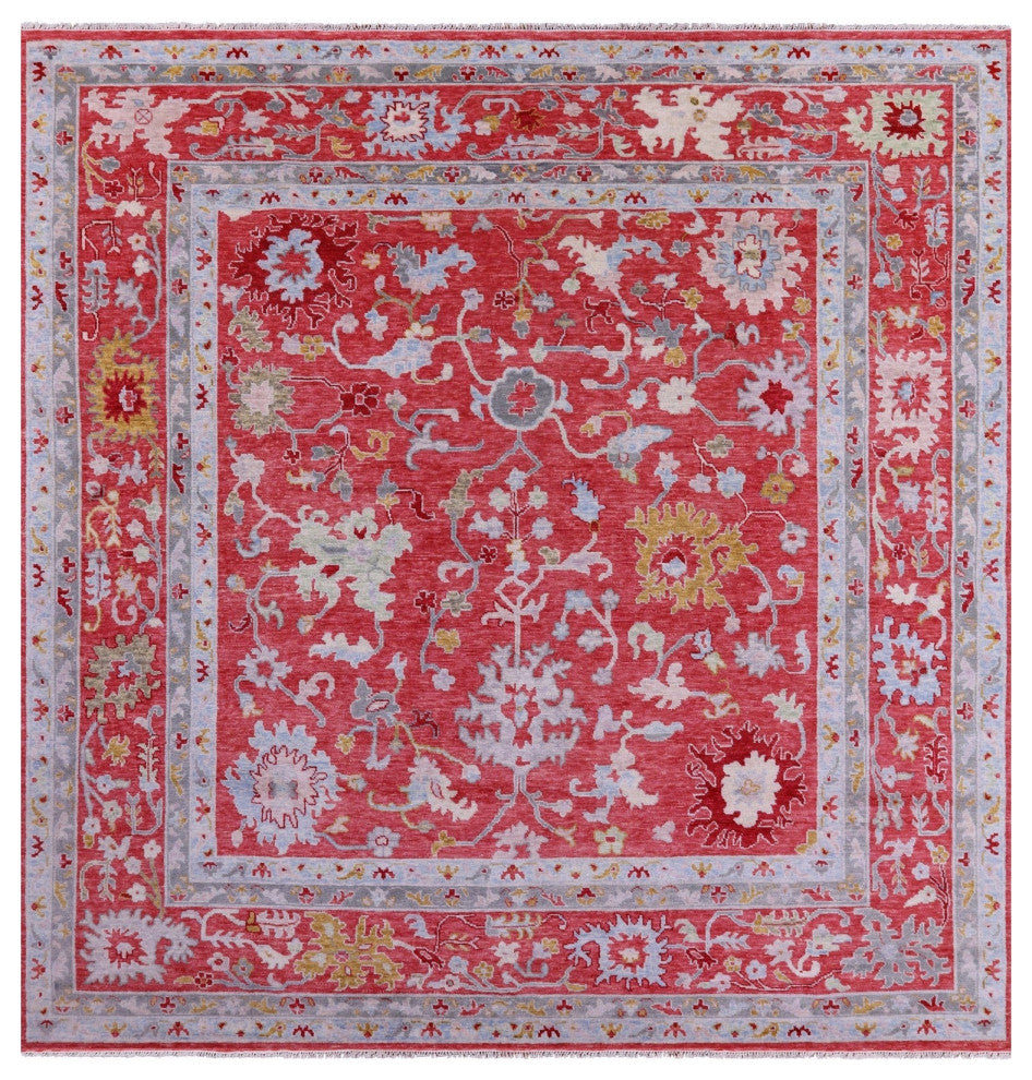 12' Square Handmade Turkish Oushak Wool Rug - Q13277