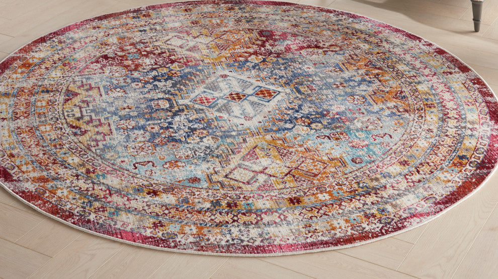 Nourison Vintage Kashan 6' x Round Multicolor Vintage Indoor Area Rug