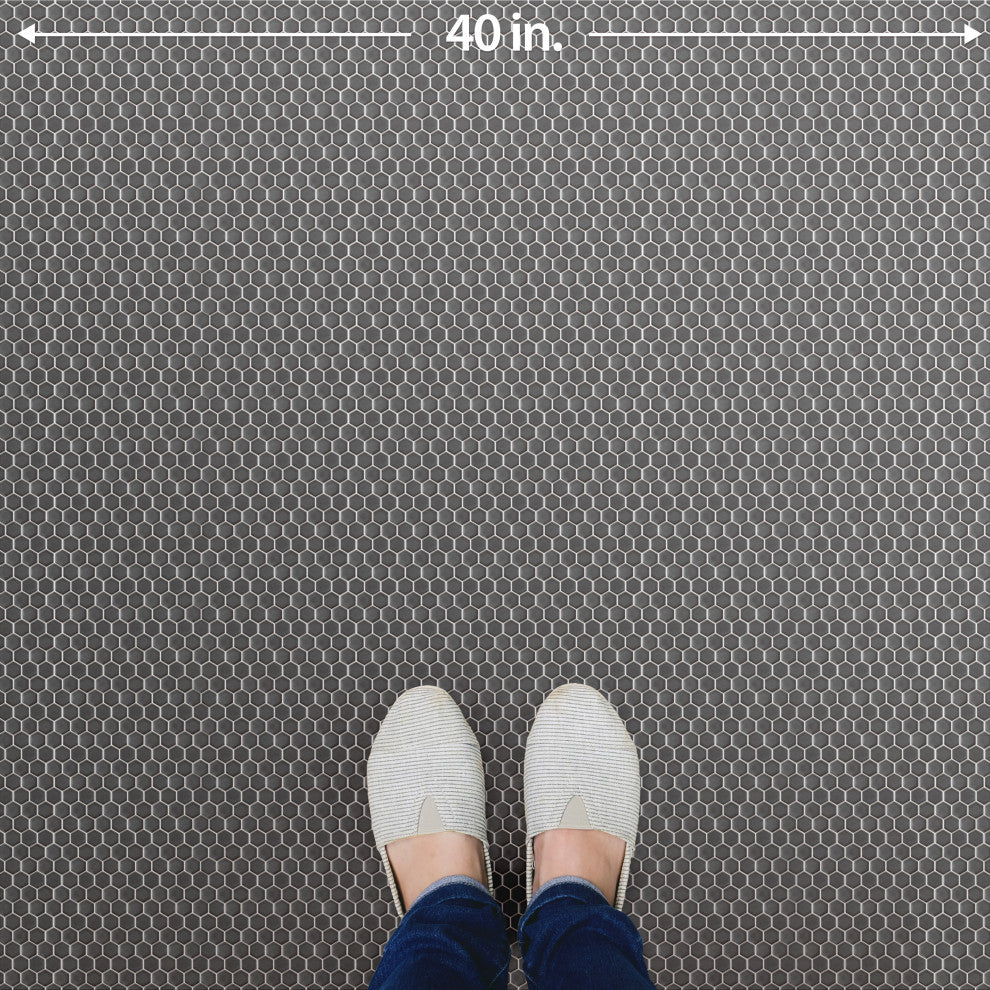 Colmena Hex Porcelain Floor and Wall Mosaic Tile, Matte Gunmetal