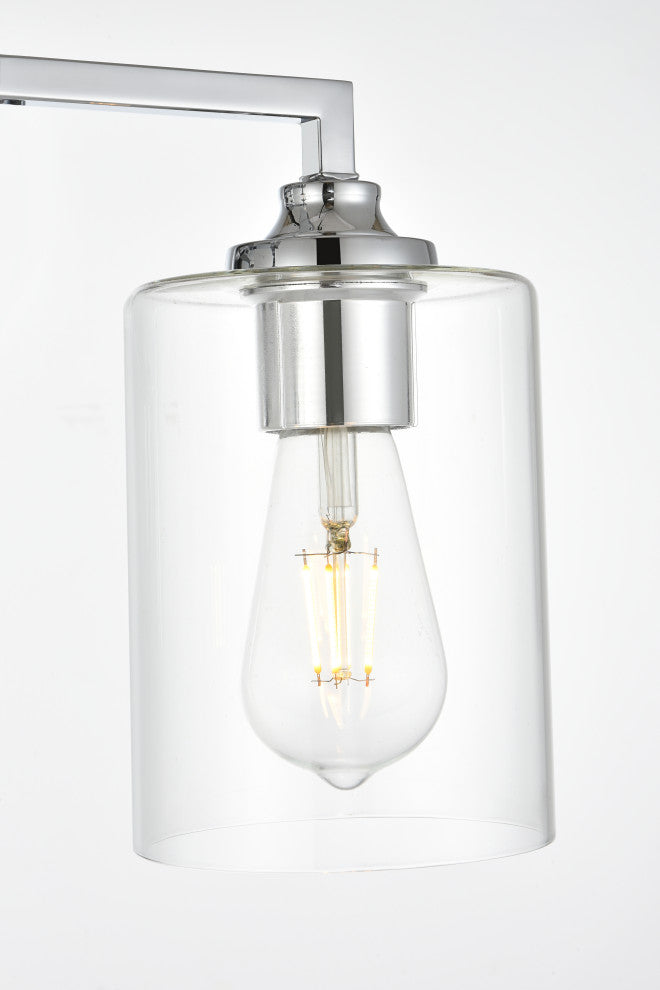 3 Light Chrome And Clear Bath Sconce