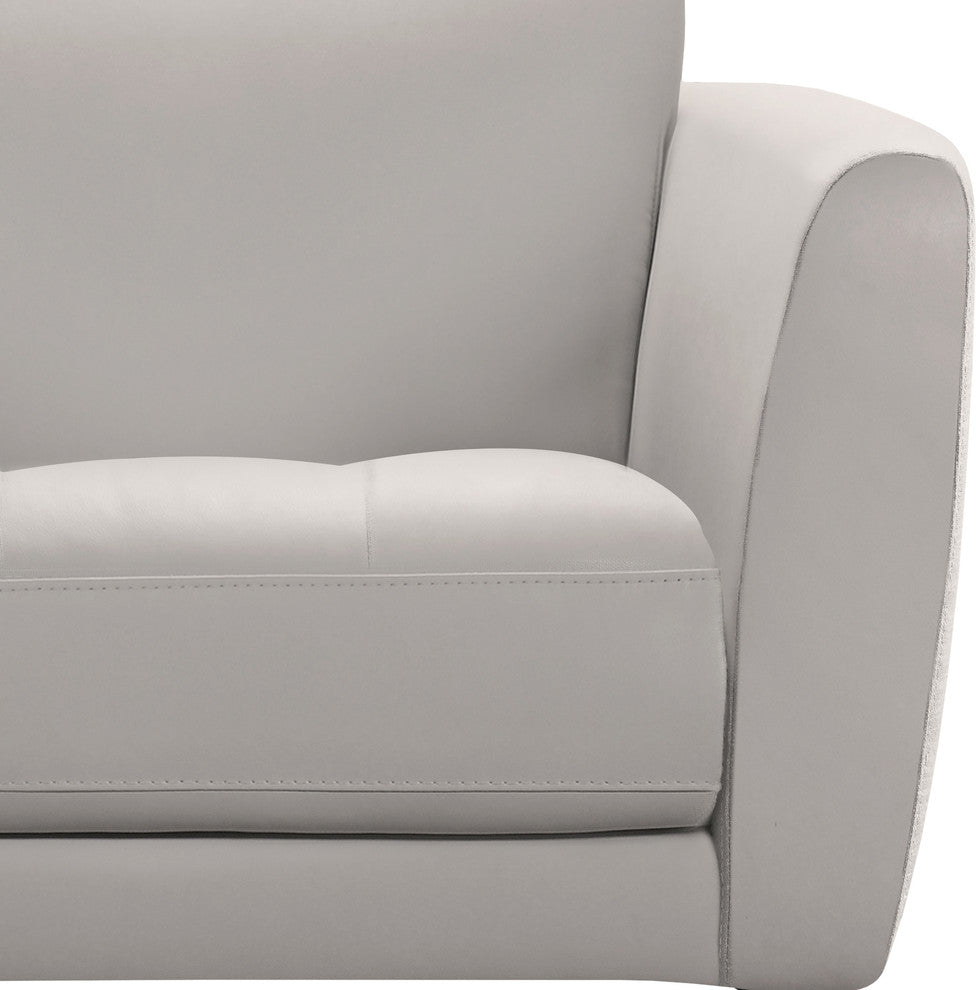 Hope Contemporary Chair, Genuine Dove Gray Leather With Black Metal Legs