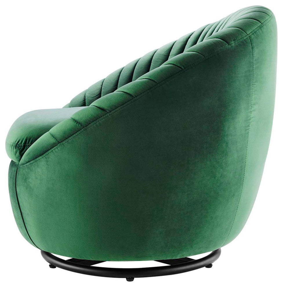 ArmTufted Chair Swivel Accent Tufted Chair, Black Green, Velvet, Modern, Lounge