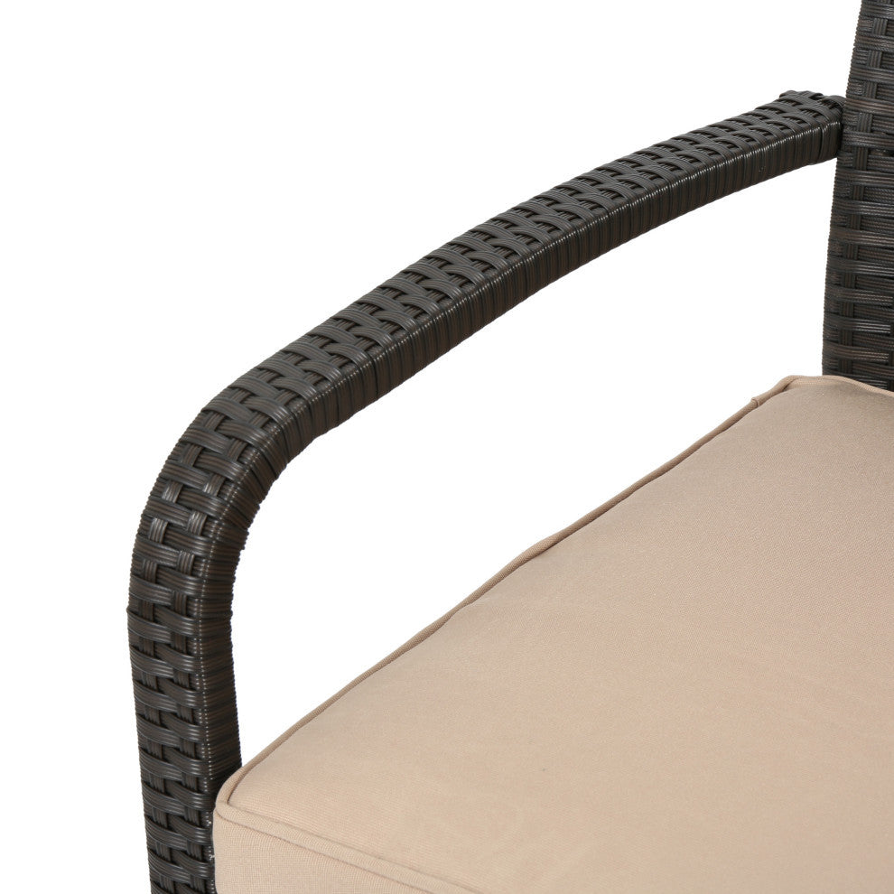 GDF Studio Kilburn Outdoor 4-Piece PE Wicker Chat Set, Multi Brown and Tan