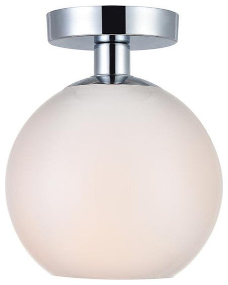 Baxter 1 Light Chrome Flush Mount With Frosted White Glass