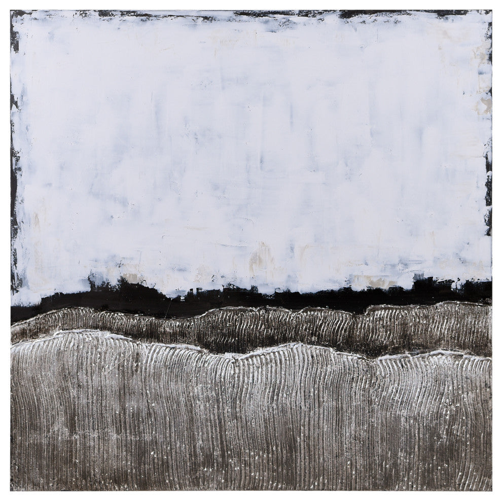 White Atmosphere Textured Metallic Hand Painted Wall Art by Martin Edwards