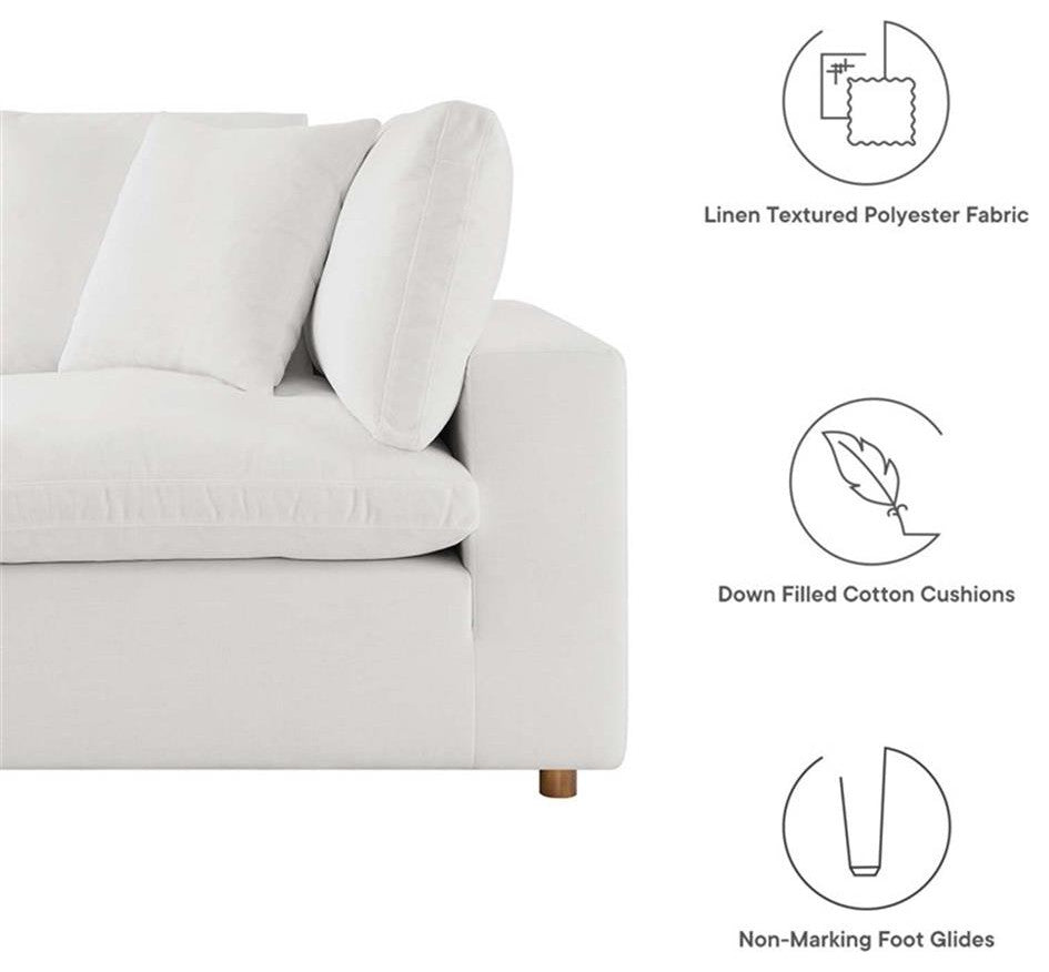 Modway Commix 6-Piece Down Filled Overstuffed Fabric Sectional Sofa Set in White