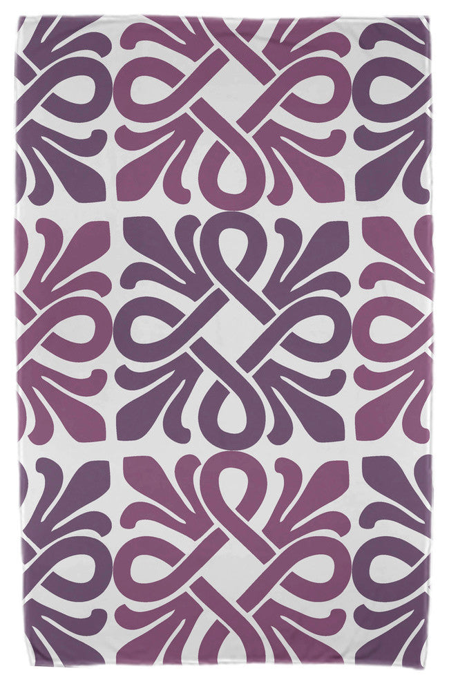 30x60" Tiki Square, Geometric Print Beach Towel, Purple