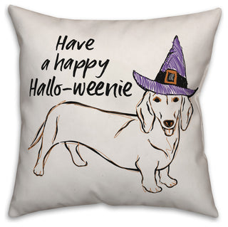 Happy Hallo-weenie Throw Pillow