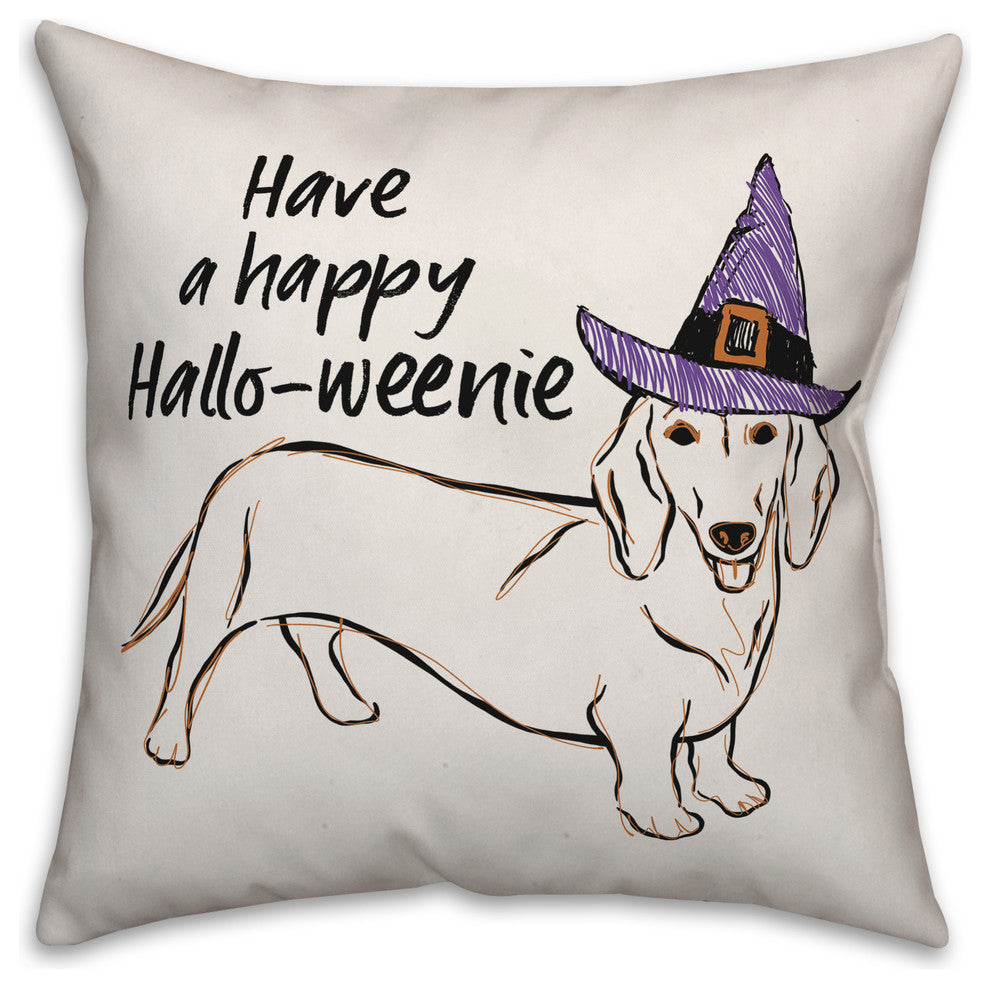 Happy Hallo-weenie Throw Pillow