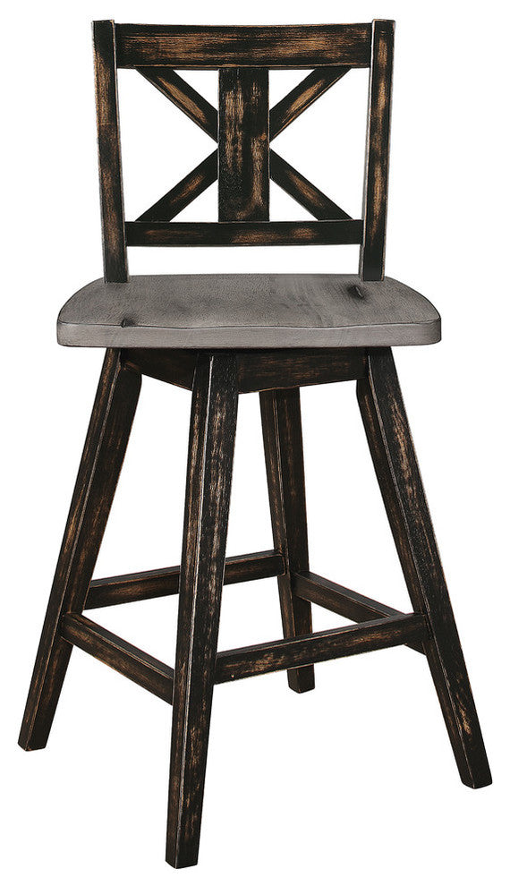 Kaden Dining Room Collection, Counter Height Dining Swivel Chairs, Set of 2, Bla