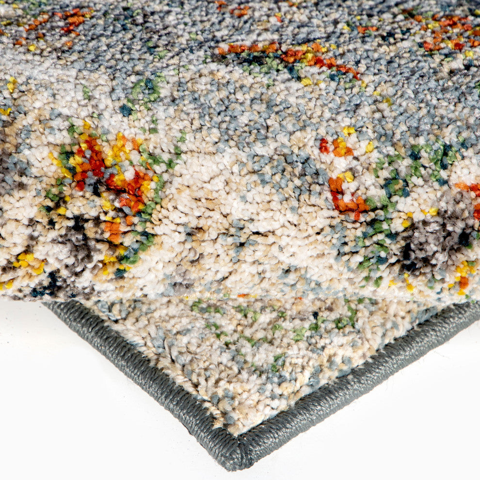 Orian Gemstone Persian Estate Distressed Multi Beige Area Rug 5'3" x 7'6"