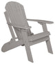 Poly Lumber Folding Adirondack Chair With Cup Holder, Light Gray, No Smart Phone Holder