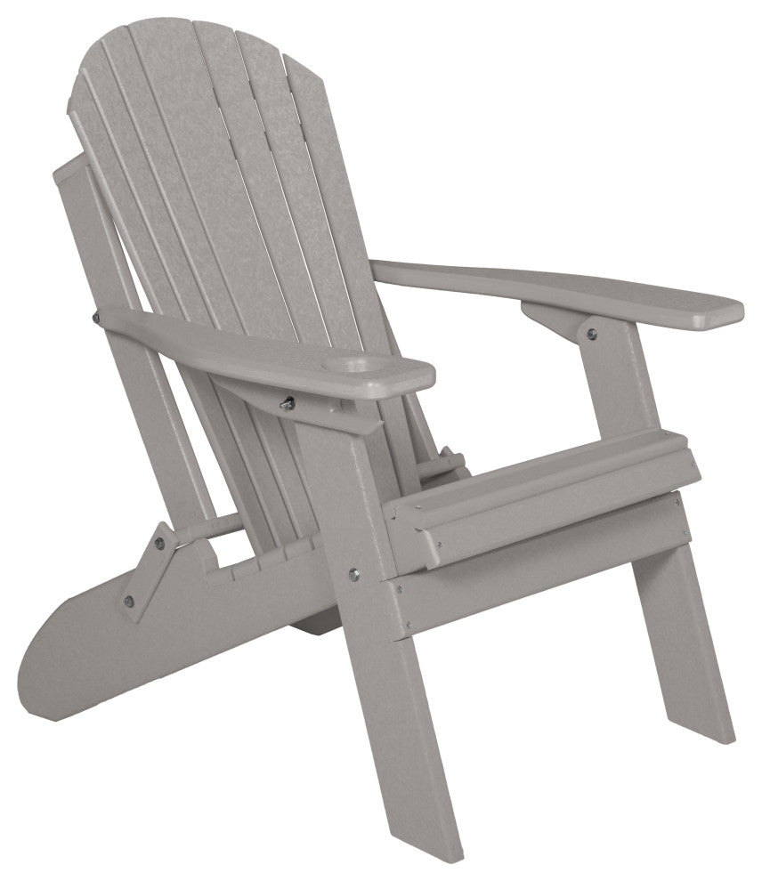 Poly Lumber Folding Adirondack Chair With Cup Holder, Light Gray, No Smart Phone Holder