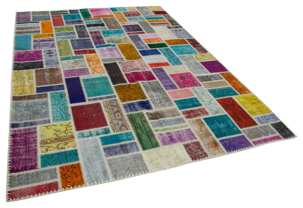 Rug N Carpet - Handwoven Oriental 6' 10" x 9' 9" Decorative Patchwork Area Rug