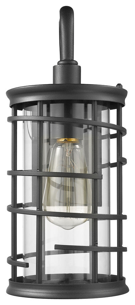 CHLOE Lighting LAUREL 1-Light Textured Black Outdoor Wall Sconce 13"