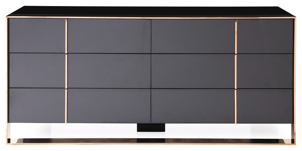 Nova Domus Cartier Black and Rosegold Bedroom Set, Eastern King