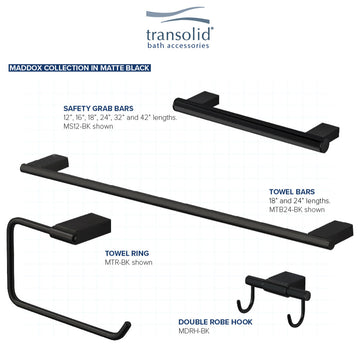Transolid Maddox 24-inch Grab Bar, Black