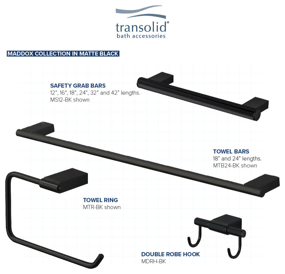 Transolid Maddox 24-inch Grab Bar, Black