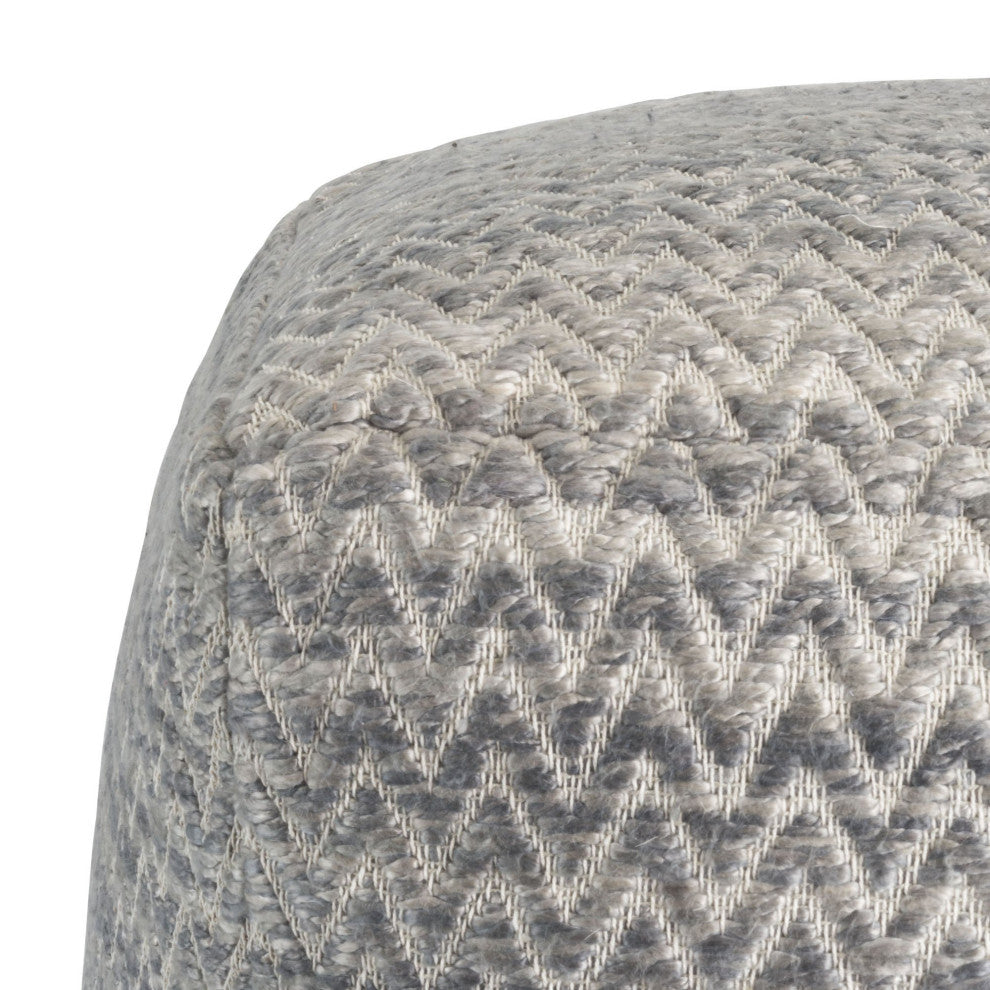 Pasargad Home Galaxy Silk & Wool Grey Pouf