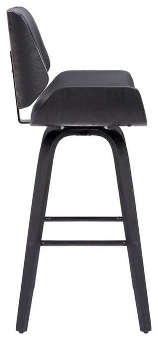 Armen Living Tyler 26" Faux Leather & Wood Swivel Counter Stool in Gray/Black