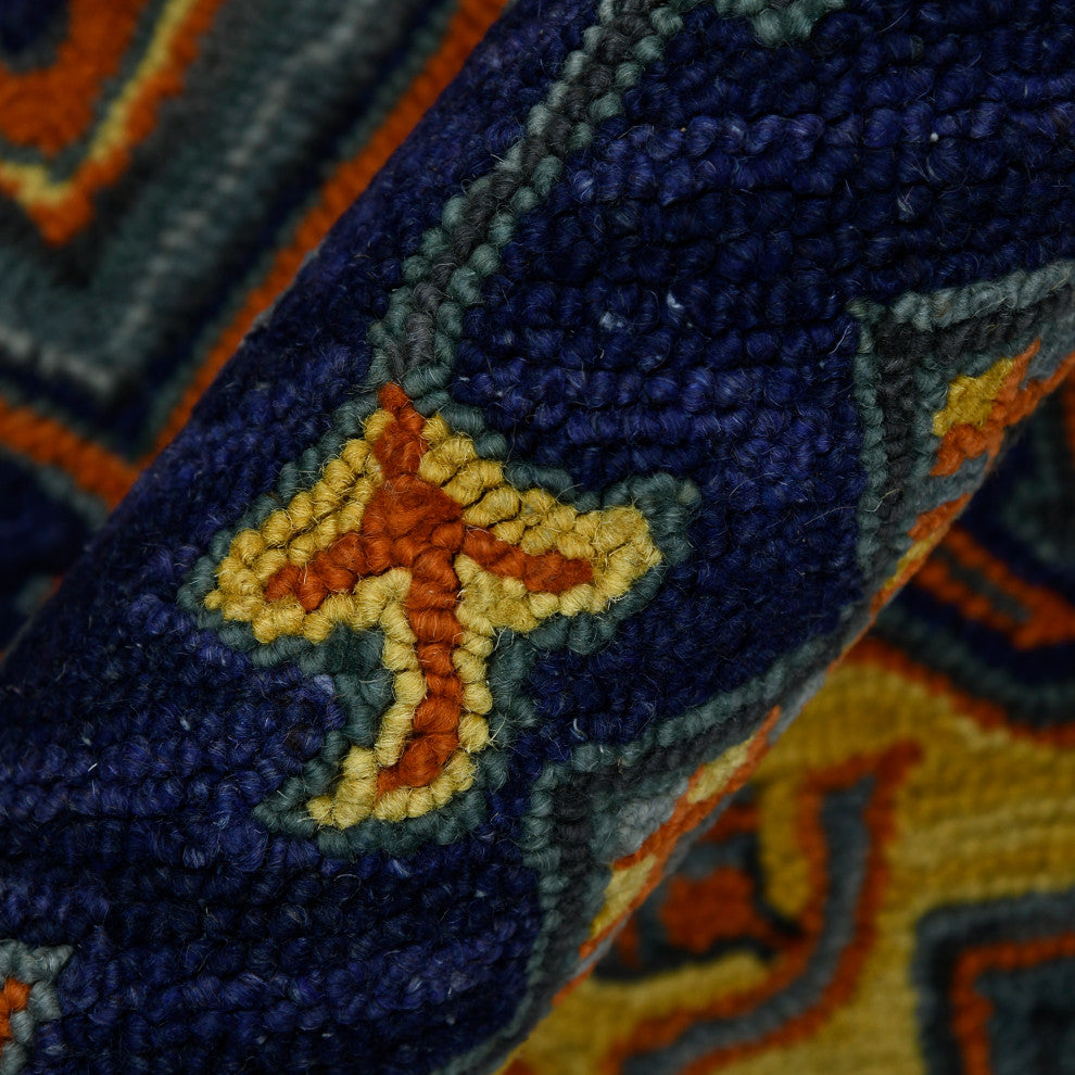 Boho Evreux Area Rug, Blue and Orange, 5'' x 8'', Medallion