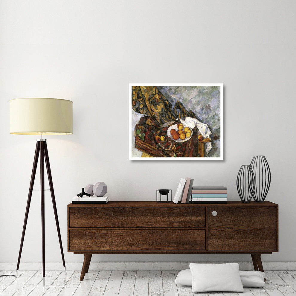 "Still Life with Floral Curtain" Digital Paper Print by Paul Cezanne, 38"x31"