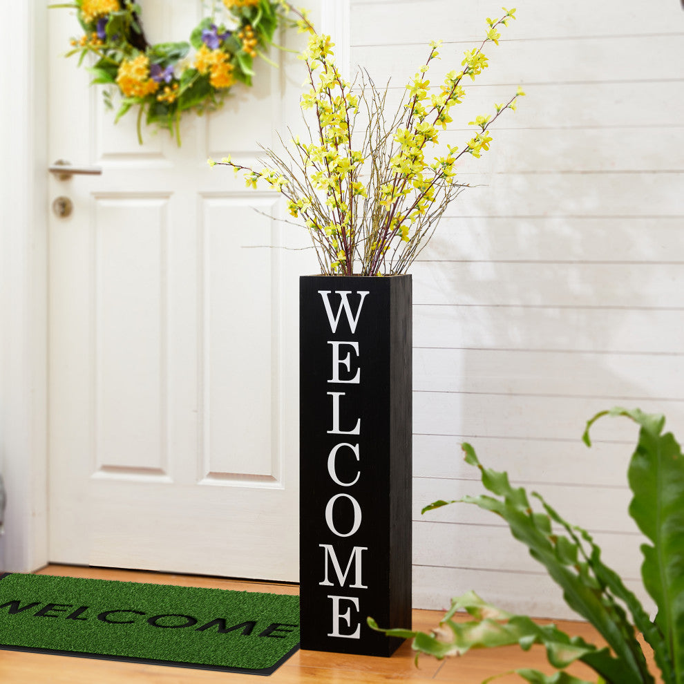 30"H Double Sided Solid Wood Black Boxed "Welcome Home" Porch Sign