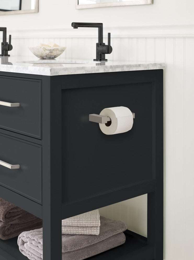 Amerock Monument Contemporary Single Post Toilet Paper Holder, Brushed Nickel