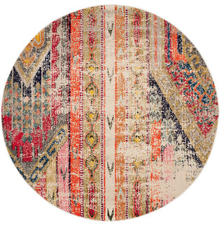 Safavieh Monaco Collection MNC222 Rug, Light Grey/Multi, 6'7" Square