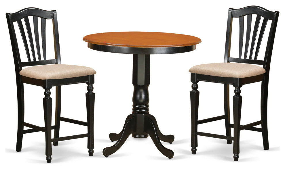 3 Pc Counter Height Table, Chair Set, High Table, 2 Counter Height Dining Chair.