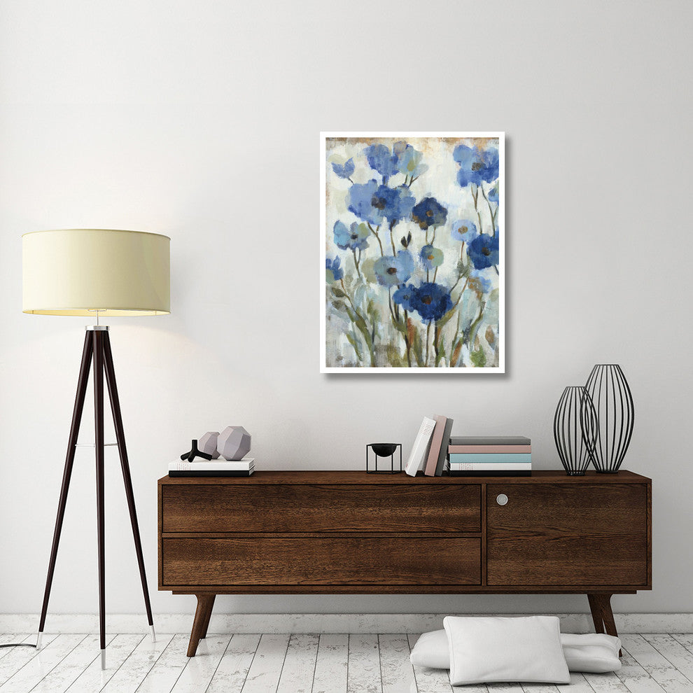 "Abstracted Floral in Blue II" Digital Paper Print by Silvia Vassileva, 32"x42"
