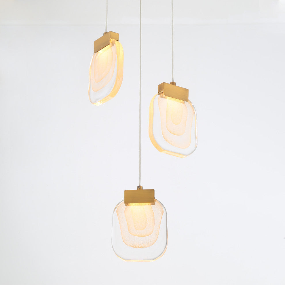 Contemporary Mini-Chandelier, Gold