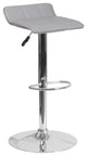 Contemporary Gray Vinyl Adjustable Barstool With Chrome Base