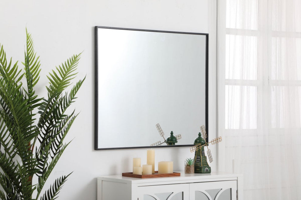 Elegant Decor MR43036BK Metal Frame Rectangle Mirror, 30", Black