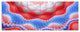 Red Blue Snake Skin Flower, Abstract Art on Canvas, 70"x28", 6 Panels