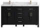 Cambridge 60" Double Bathroom Vanity in Black 2" Viola Brown