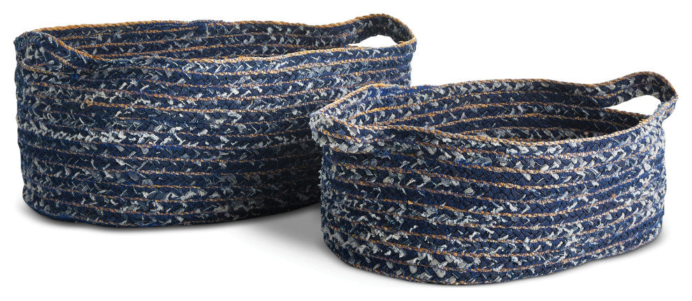 Denim Oval Baskets, Set of 2