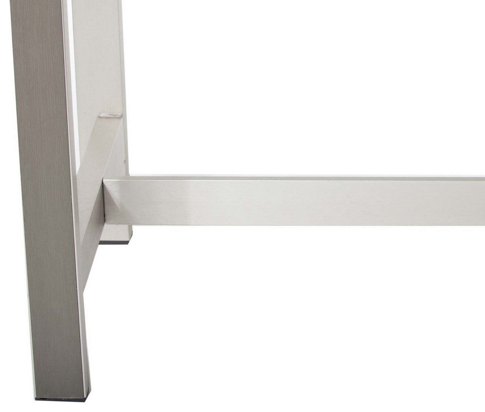 Benzara BM287805 Outdoor Bar Table, Gray Aluminum Frame, Plank Surface, Large